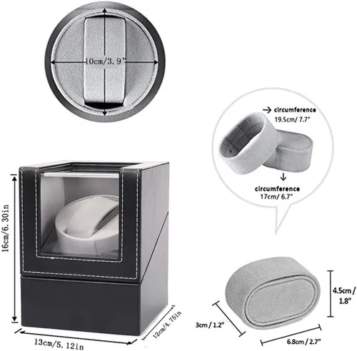 Miniatura 6 de AOKELILY Bobinador automático de un solo reloj, en carcasa de madera y cuero negrofibra de carbono, motor japonés