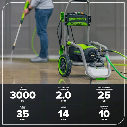 Miniatura 4 de Greenworks Lavadora a presión eléctrica Pro sin escobillas de 3000 PSI (certificado CSA) 2.0 GPM Max / 1.1 GPM
