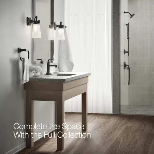 Miniatura 7 de KOHLER K-27400-4K-BL Riff - Grifo de lavabo de baño con un solo mango, con drenaje clicker, 1.0 GPM, negro mate Mate negro
