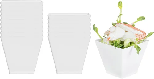 Miniatura 18 de Restaurantware - Tazas Kova de 5 onzas, 100 tazas cuadradas medianas para aperitivo: duradero, desechable, taza de parfait de plástico transparente