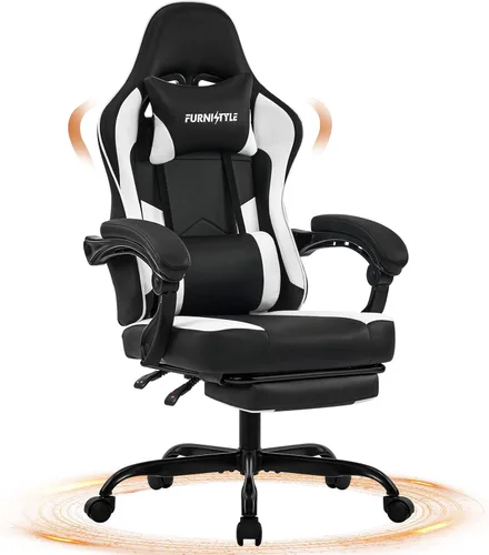 Silla de juegos con reposapiés, sillas reclinables de videojuegos para adultos con soporte lumbar, reposabrazos articulados, silla ergonómica de