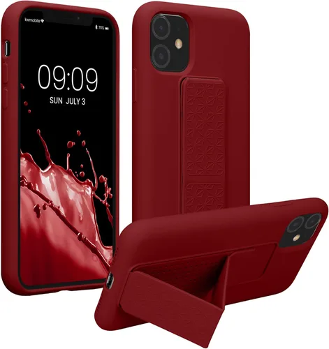 Miniatura 15 de kwmobile Funda compatible con Apple iPhone 11 - Funda con correa de mano y revestimiento de silicona TPU suave - Arándano Azul (Arándano)