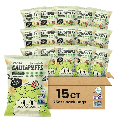 Miniatura 9 de CauliPuffs - Bocadillo inflado sin gluten de maíz, arroz y coliflor (15 bolsas de 0.75 onzas, queso cheddar blanco)