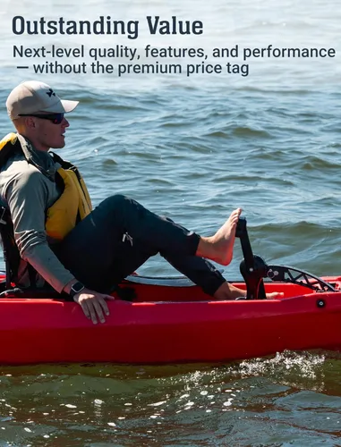 Miniatura 7 de BKC Brooklyn 12.0 Pro - Kayak de pesca individual de 12 pies manos libres, dirección de timón, casco de 70 libras, almacenamiento hermético