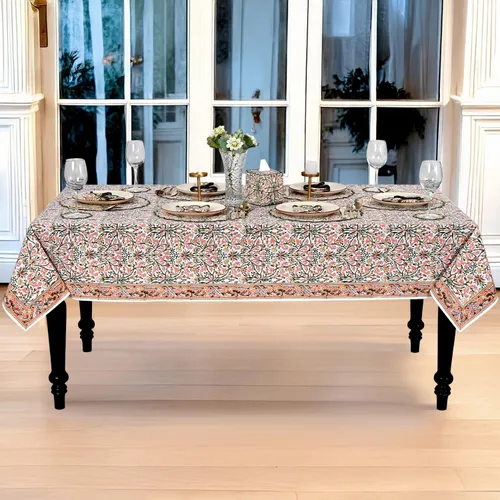 Miniatura 20 de Ridhi - Mantel cuadrado 100% algodón con estampado en bloque, lavable, para Halloween, Acción de Gracias, Navidad, fiestas, bodas, decoración