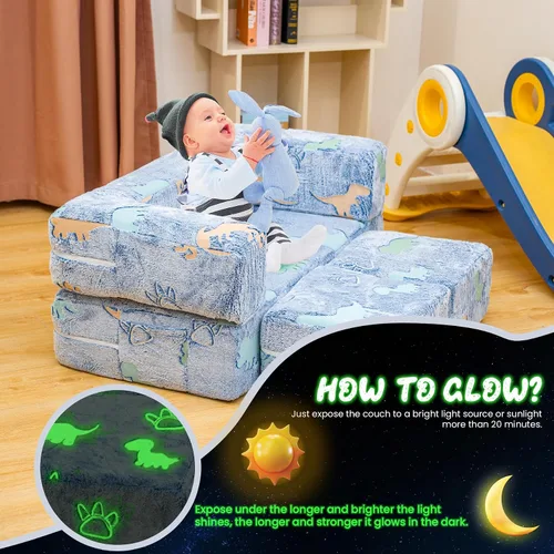 Miniatura 6 de furlinkhm Sofá para Niños Pequeños, Sofá de Juego para Niños con Iluminación en la Oscuridad, Sofá Plegable para Niños Pequeños, Sofá Plegable