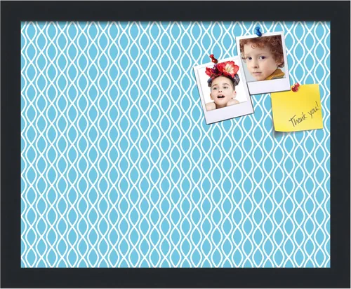 Miniatura 193 de PinPix Tablero de anuncios de corcho de 13 x 13 pulgadas. Este tablero decorativo enmarcado viene con diseño de ondas en blanco y negro y un marco