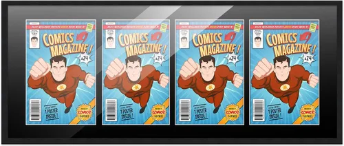 Miniatura 2 de Poster Palooza Marco de cómic con paspartú para 4 cómics de la era actual publicado después de 1985, marco de cómic negro para cómics de 6.875 x