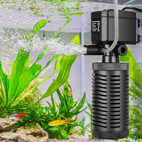 Miniatura 8 de hygger Filtro sumergible para acuario pequeño de 5 a 10 galones, filtración en tanque con aireación para agua salada y agua dulce, filtros internos