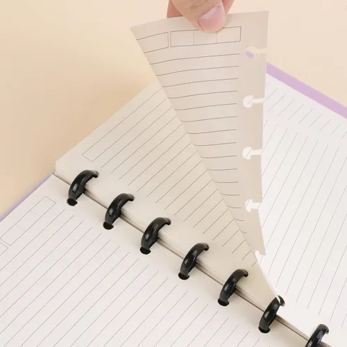 Miniatura 5 de Eagle Cuaderno de discbound, cuaderno personalizable, tamaño junior, cubierta de polietileno, 60 hojas a rayas/páginas rayadas (azul)