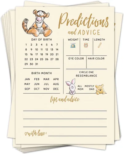 Predicciones de bebé y tarjetas de consejos para nuevos padres, juegos clásicos de baby shower para niños, deseos para mamá y papá, 20 tarjetas