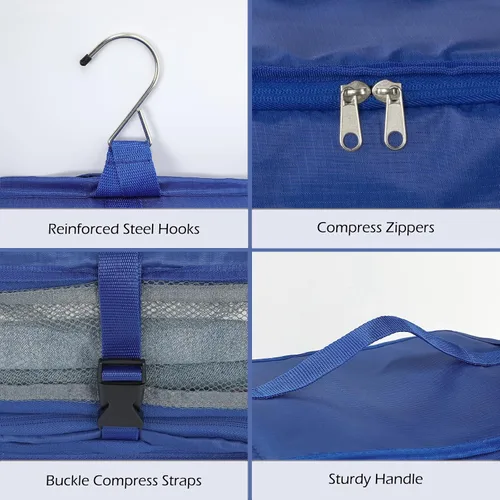 Miniatura 6 de Surblue Estantes colgantes Bolsa de almacenamiento de viaje Cubo de embalaje de compresión para maleta plegable con capa de extensión de gran