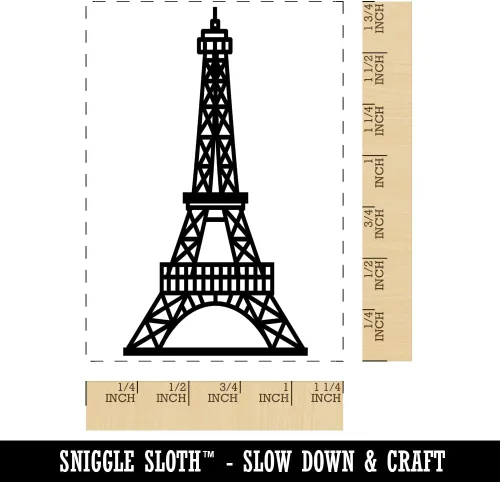 Miniatura 2 de Sello rectangular de goma de la Torre Eiffel París Francia para estampar manualidades, 1.7 pulgadas, pequeño