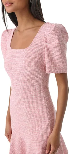 Miniatura 2 de Karl Lagerfeld Paris Vestido de tweed con cuello cuadrado y mangas abullonadas para mujer