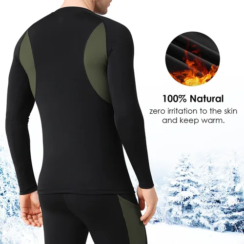 Miniatura 4 de Conjunto de ropa interior térmica para hombre con forro polar para esquí, invierno, capa base cálida para clima frío