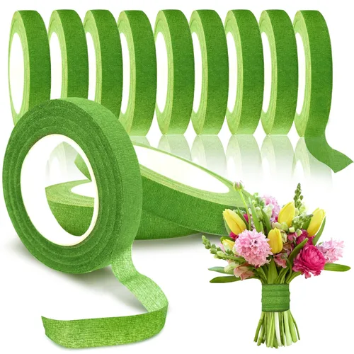 Miniatura 8 de Max Shape 12 rollos de cintas florales de 1/2 pulgada de 30 yardas para envolver tallos de ramos, cinta floral verde para arreglos florales