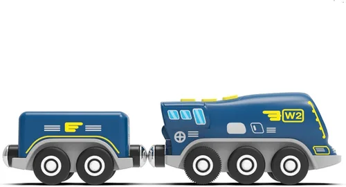 Miniatura 8 de Z MAYABBO Trenes locomotoras a pilas para pistas de madera, potente vehículo de tren de juguete para vías de ferrocarril, serie de tren de ciencia