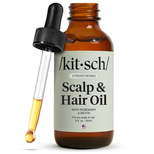 Miniatura 10 de Kitsch Aceite de romero para el crecimiento del cabello – Aceite para el cabello con biotina, ricino y jojoba – Aceite de cuero cabelludo prelavado
