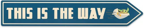 Open Road Brands Disney Star Wars: The Mandalorian Baby Yoda Arrow - Este es el camino - Decoración de pared de Baby Yoda con Grogu, The Child Azul