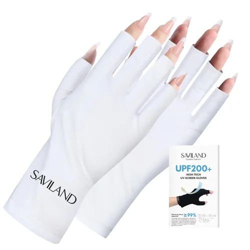 Miniatura 8 de SAVILAND Guantes UV para uñas: guantes profesionales UPF200+ U V para manicura de gel, anti UVA y UVB 999+ guantes para lámpara de uñas de gel