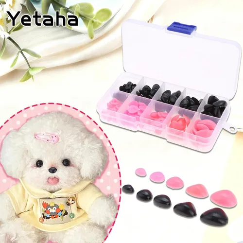 Miniatura 5 de Yetaha 150 piezas de nariz de plástico, 5 tamaños de nariz triangular artesanal para animales de peluche, muñecas, osos, perros, marionetas