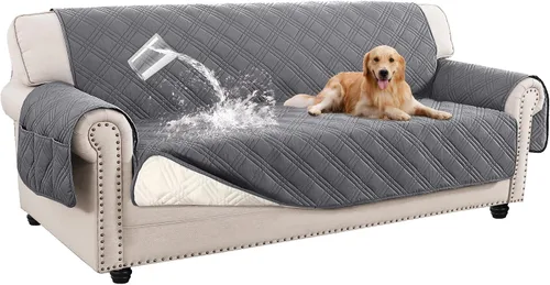 Miniatura 14 de Turquoize Fundas impermeables para sofá de 3 cojines, aptas para mascotas, antideslizante, protector de muebles lavables para mascotas, niños, Roble