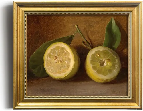 Decoración vintage de limón – Decoración de cocina de limón amarillo – Pintura de frutas para despensa de comedor de granja – Póster artístico de