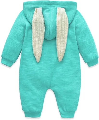 Miniatura 29 de Simplee Kids Enterizo con diseño de conejo de Pascua con capucha, para bebé, overol con cremallera y orejas largas