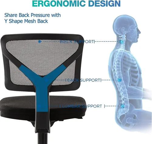 Miniatura 4 de AFO Silla de oficina en casa, silla de escritorio ergonómica, silla de computadora pequeña, ergonómica, ajustable, sin brazos, pequeña silla