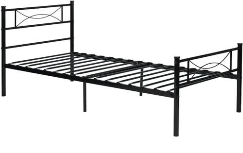 Miniatura 6 de Marco de cama de metal, tamaño individual, 6 patas, dos cabeceros, base de colchón, plataforma de acero, cama para niños, repuesto de somier