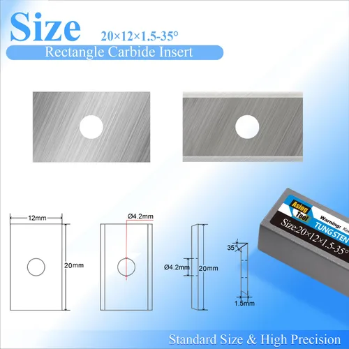 Miniatura 2 de Asieg Tool 0.787x0.472x0.059 in 0.787 pulgadas insertos de carburo cuchillas de corte Cuchillos 2 bordes para carpintería Surco de superficie
