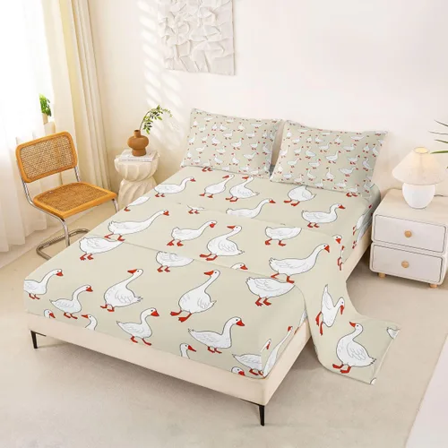 Miniatura 9 de Erosebridal Juego de sábanas para niños y niñas, diseño de pato amarillo, diseño de patos de dibujos animados, juego de ropa de cama de granja