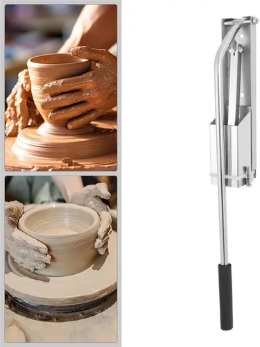 Miniatura 3 de Extrusora de arcilla, extrusora de arcilla suave de acero inoxidable con 4 moldes y mango para colgar en la pared, extrusión de barro, herramienta