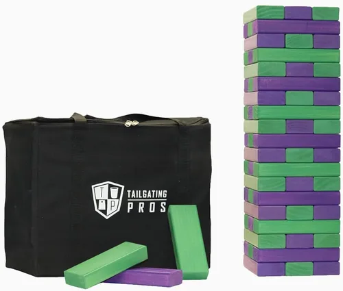 Miniatura 24 de Tailgating Pros Maderas Gigantes Premium que se Derrumban con Estuche de Transporte – ¡Elige los Colores de tu Equipo! Juego Gigante para Patio al