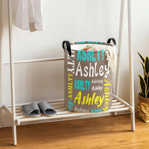 Miniatura 5 de Cesta de lavandería personalizada con nombre, cesta de lavandería plegable con asa para baño, sala de estar, dormitorio