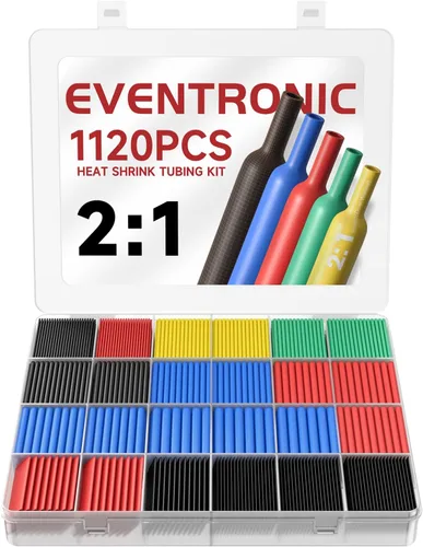 Tubo termorretráctil 2:1, kit de tubo termorretráctil de aislamiento eléctrico surtido de envoltura de cable eléctrico Eventronic con caja (5