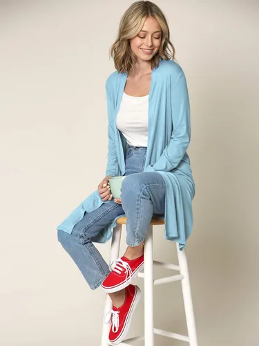 Miniatura 3 de Made By Johnny Women's Solid Long Sleeve Open Front Drape Long Cardigan Duster - Comfortable & Stylish Outerwear