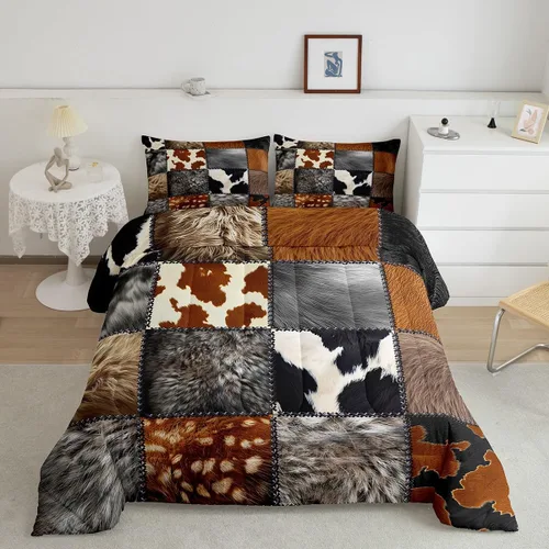 Miniatura 18 de jejeloiu Juego de edredón con patrón de corona, edredón estampado King y Queen para niños y adolescentes, juego de ropa de cama moderno de arte