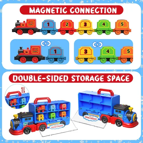Miniatura 4 de AuroTops Juguetes para niños de 3, 4, 5, 6 años para niños, niña, niño, juguetes 2 en 1, camiones de juguete para niños pequeños, juego de tren