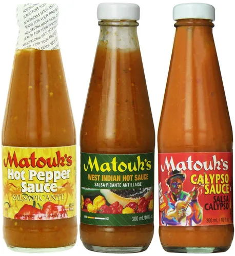 Matouk's Combo de salsa picante, calipso, indias occidentales y salsa de pimiento picante (paquete de 3)