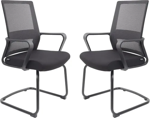 Paquete de 2 sillas de recepción de invitados de oficina, sillas de conferencia, respaldo medio para el hogar, soporte lumbar para el hogar, silla