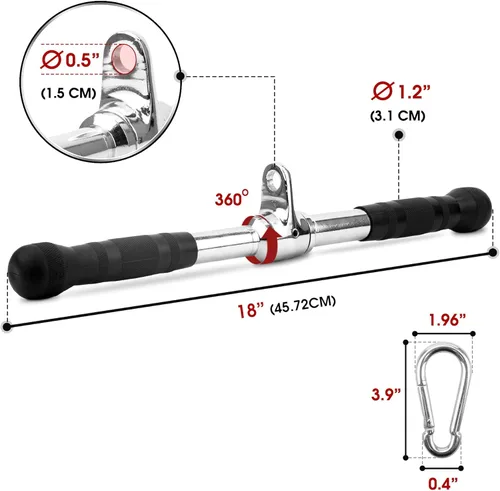 Miniatura 3 de Yes4All Cable Machine Attachment, Double D Handle & Tricep Rope Cable Attachment, Weight Machine Accessories Load 880 LB for Home Gym H. Metal barra