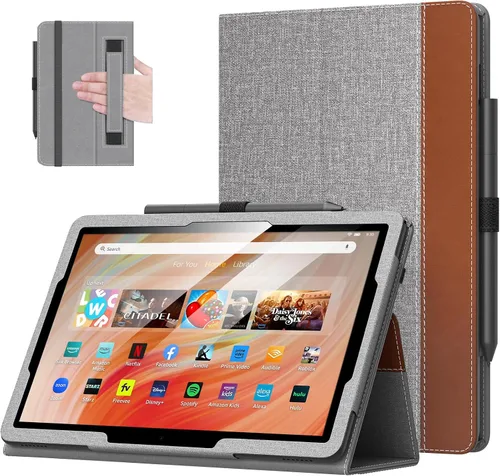 Miniatura 15 de MoKo - Funda para tablet Kindle Fire HD 10 y 10 Plus (11.ª generación, versión 2021), diseño delgado y plegable con función de encendido y apagado