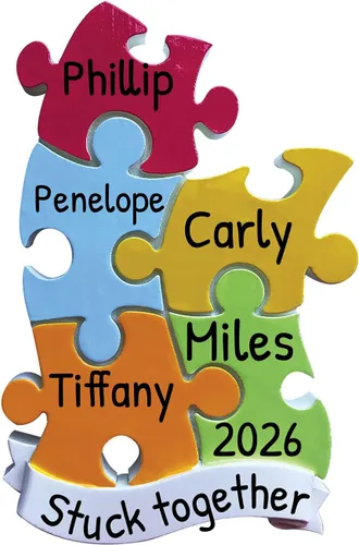 Miniatura 7 de Adorno personalizado de nuestra primera Navidad 2025, rompecabezas entrelazado, adornos de pareja, unidad simbólica, adorno para parejas, familia