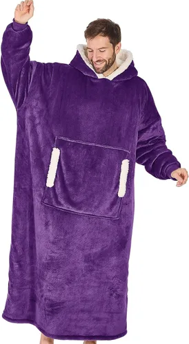 Miniatura 11 de yescool - Cobija con capucha, sudadera de franela de forro polar sherpa para adultos, mujeres y hombres, talla única