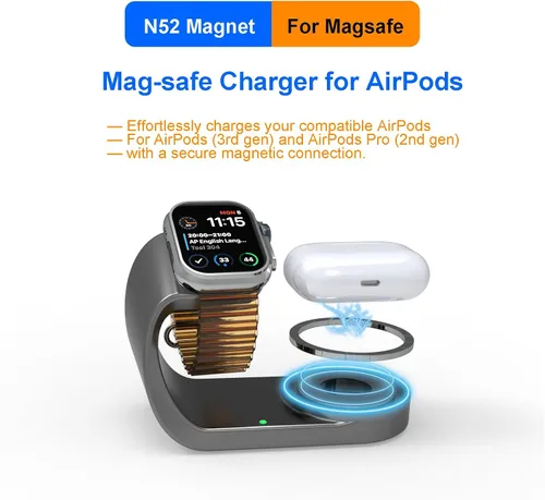 Miniatura 4 de Cargador de Apple Watch, base magnética de carga rápida compatible con iWatch Series 11/Ultra/SE/10/9/8/7/6/5, para Apple Watch, cargador Airpod