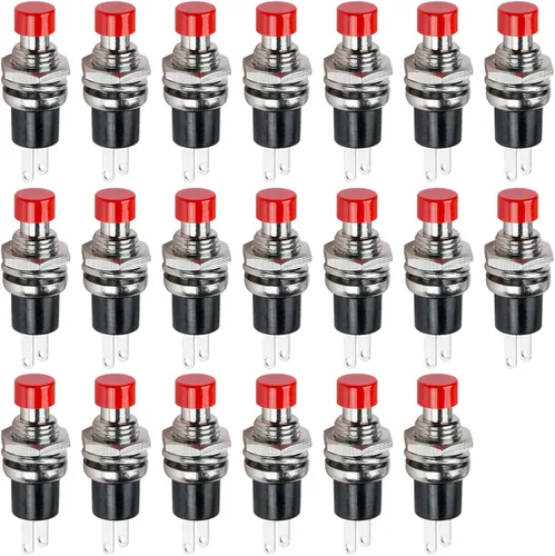 Miniatura 9 de Ampper Mini interruptores momentáneos de botón, 2 pines de encendido y apagado 1A, 250 V, CA, 0.276 in, redondo, SPST, interruptor de botón Negro