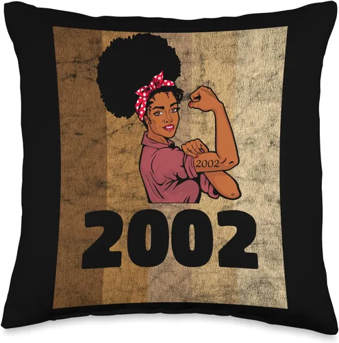 Black Pride Melanin Queen African American Gifts Vintage 2002 Limited Edition 21st Birthday Afro Girls Women - Almohada de 16 x 16 pulgadas,