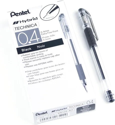 Miniatura 6 de Pentel Arts Hybrid Technica - Bolígrafo de 0.012 in, punta ultrafina, tinta negra, paquete de 1 unidad (KN103BPA)