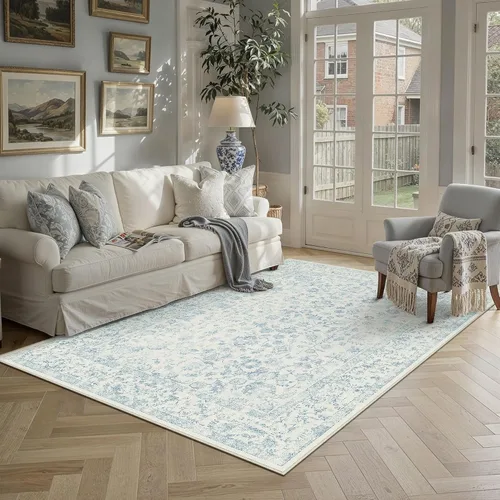 Miniatura 107 de PureCozy Alfombra de área beige de 2 x 3 pulgadas, lavable, vintage, pequeña, para entrada, cocina, suave, retro, floral, de pelo bajo, tapete